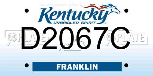 D2067C Kentucky License Plate