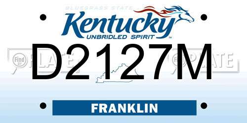 D2127M Kentucky License Plate