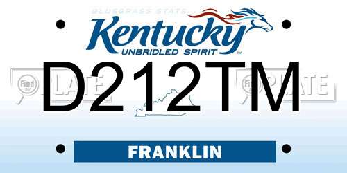 D212TM Kentucky License Plate
