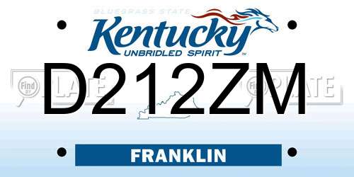 D212ZM Kentucky License Plate