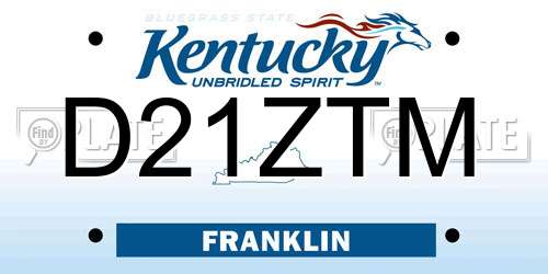 D21ZTM Kentucky License Plate