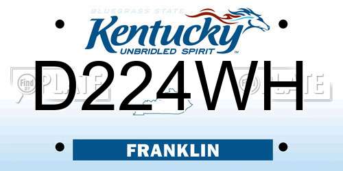D224WH Kentucky License Plate