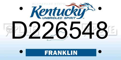 D226548 Kentucky License Plate