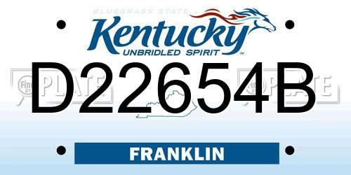 D22654B Kentucky License Plate