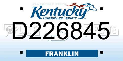 D226845 Kentucky License Plate
