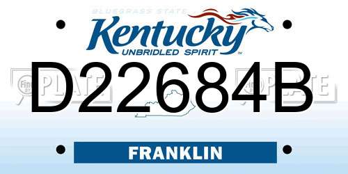 D22684B Kentucky License Plate