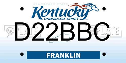 D22BBC Kentucky License Plate