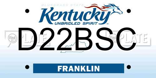 D22BSC Kentucky License Plate