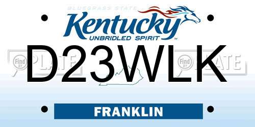 D23WLK Kentucky License Plate