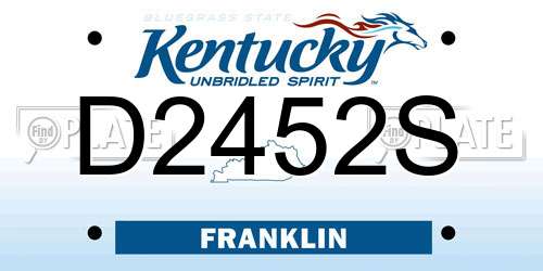 D2452S Kentucky License Plate