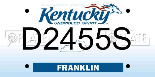 D2455S Kentucky License Plate
