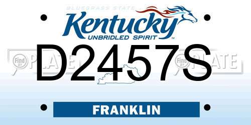 D2457S Kentucky License Plate