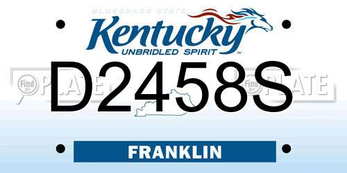 D2458S Kentucky License Plate