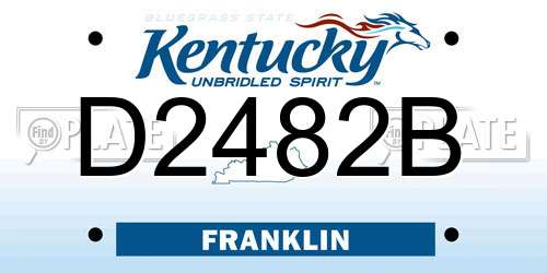 D2482B Kentucky License Plate