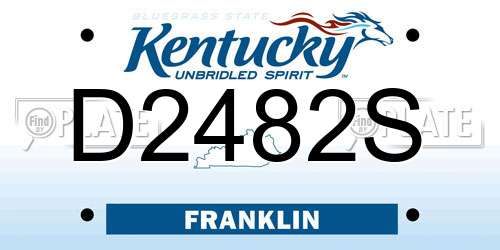 D2482S Kentucky License Plate