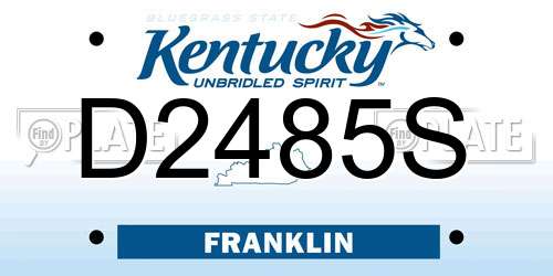 D2485S Kentucky License Plate