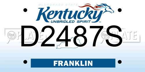 D2487S Kentucky License Plate