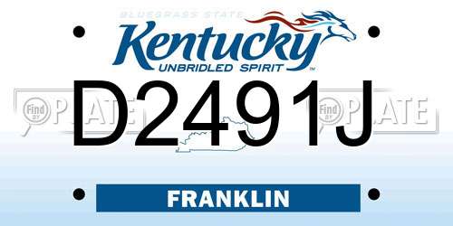 D2491J Kentucky License Plate