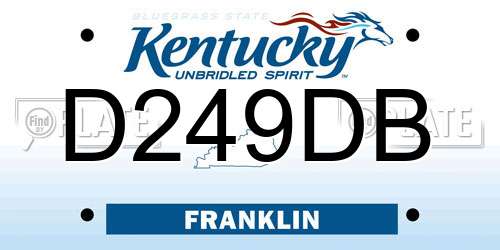 D249DB Kentucky License Plate