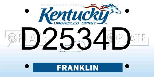 D2534D Kentucky License Plate