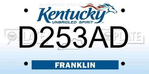 D253AD Kentucky License Plate