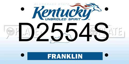 D2554S Kentucky License Plate