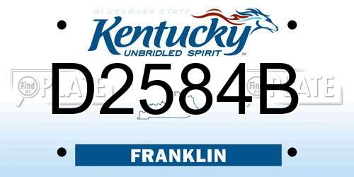 D2584B Kentucky License Plate