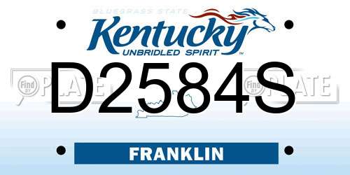 D2584S Kentucky License Plate