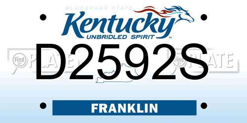 D2592S Kentucky License Plate