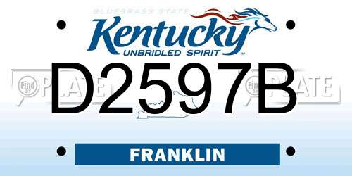 D2597B Kentucky License Plate
