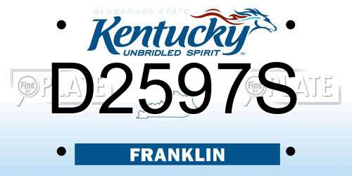D2597S Kentucky License Plate