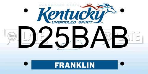 D25BAB Kentucky License Plate