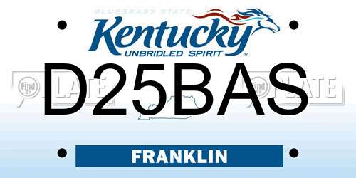 D25BAS Kentucky License Plate