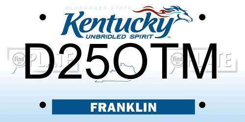 D25OTM Kentucky License Plate