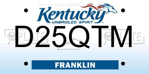 D25QTM Kentucky License Plate