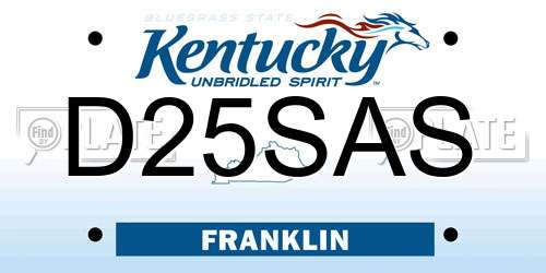 D25SAS Kentucky License Plate