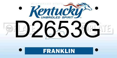 D2653G Kentucky License Plate