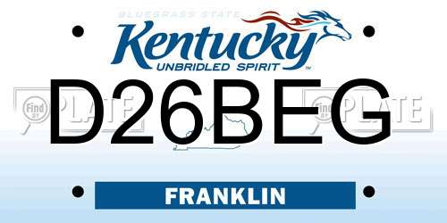 D26BEG Kentucky License Plate