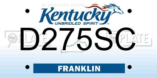 D275SC Kentucky License Plate