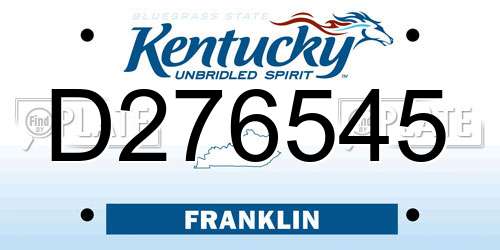 D276545 Kentucky License Plate