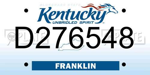 D276548 Kentucky License Plate