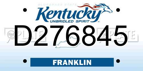 D276845 Kentucky License Plate