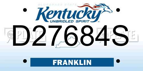 D27684S Kentucky License Plate