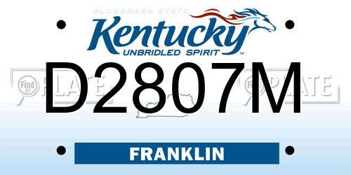 D2807M Kentucky License Plate