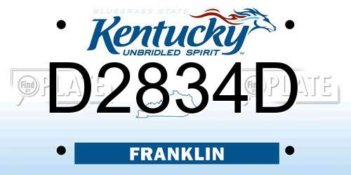 D2834D Kentucky License Plate