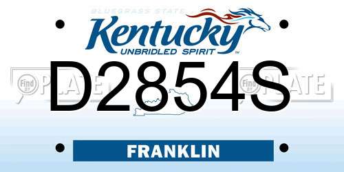 D2854S Kentucky License Plate