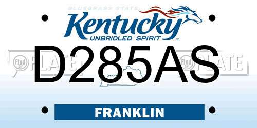 D285AS Kentucky License Plate