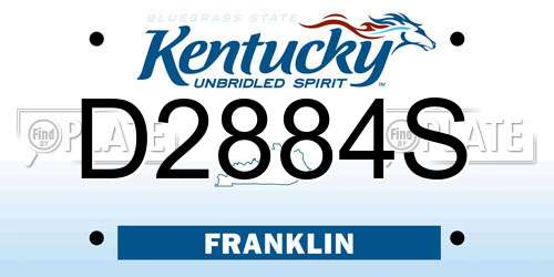 D2884S Kentucky License Plate