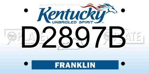 D2897B Kentucky License Plate