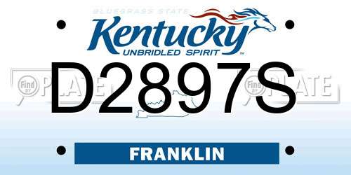 D2897S Kentucky License Plate